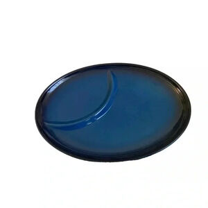 Le Creuset Oval Divided Plate Sectional Lapis Blue Dish Stoneware 11" New